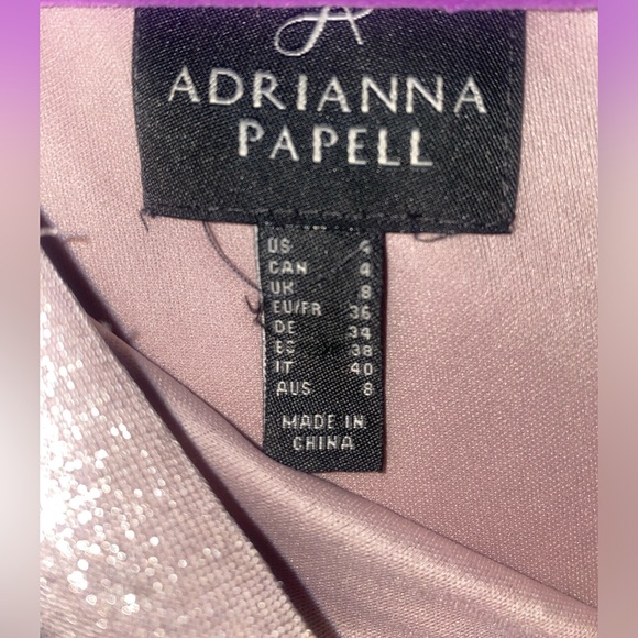 Adrianna Papell Cold-Shoulder Metallic Gown Size 4 Blush Pink Color - Picture 7 of 7